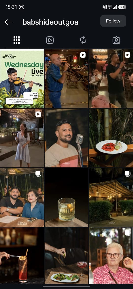 Babs Hideout Instagram feed after Flashlab's strategy