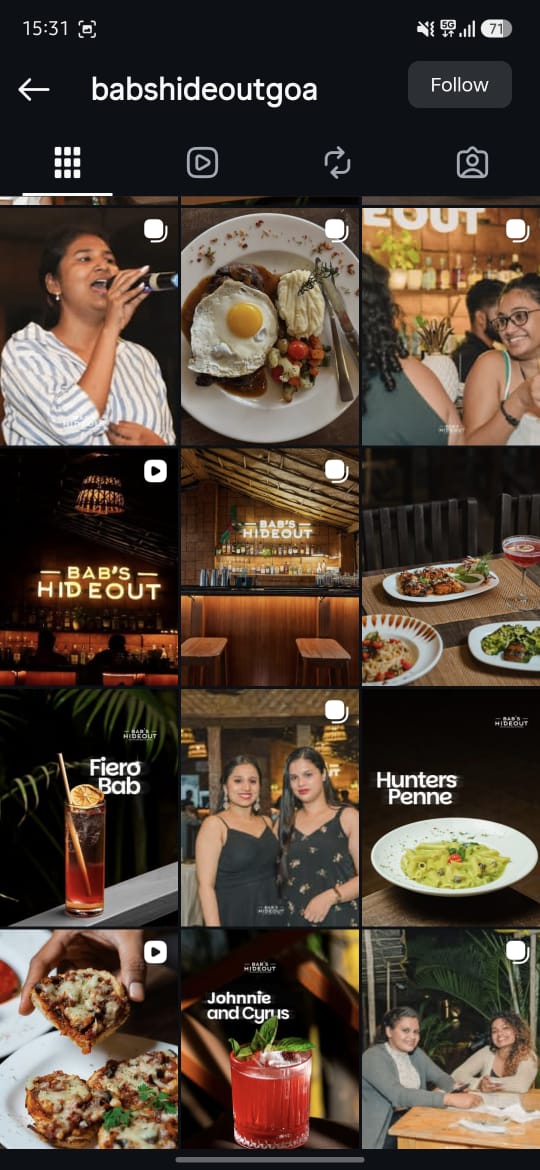 Babs Hideout Instagram feed before Flashlab's strategy