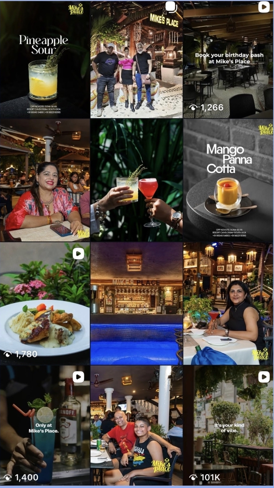 Mike's Place Instagram feed after Flashlab management